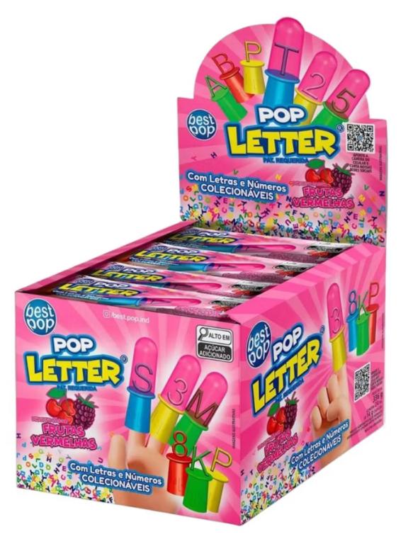 PIRULITO POP LETTER FRUTAS VERMELHAS DP/24UN