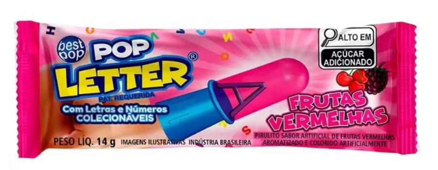 PIRULITO POP LETTER FRUTAS VERMELHAS DP/24UN