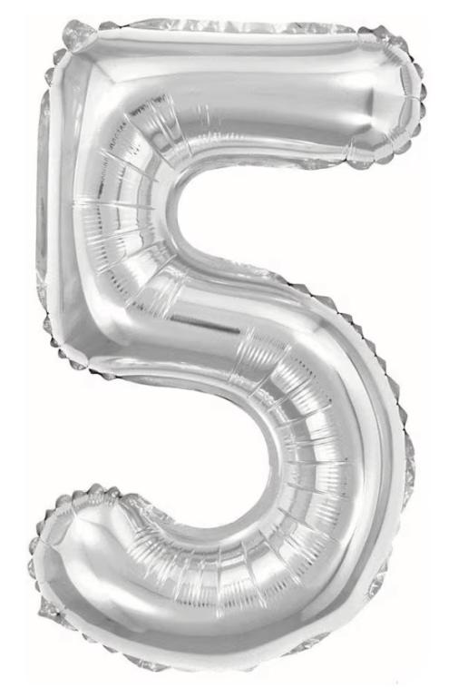 BALAO METALIZADO NUMERO PRATA 75CM N°5 BR