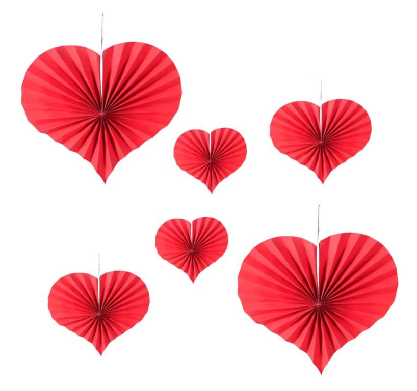 ENFEITE PAPEL ORIGAMI CORACAO 37CM VERMELHO