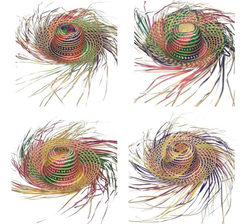 CHAPEU DE PALHA ADULTO DESFIADO COLORIDO