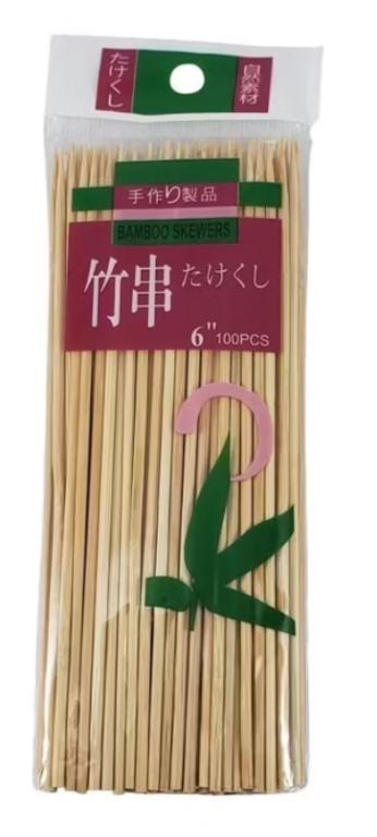 PALITO P/ CHURRASCO BAMBU 15CM C/100UN