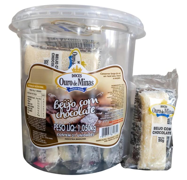 DOCE OURO DE MINAS BEIJO C/ CHOCOLATE 1,05KG C/21UN