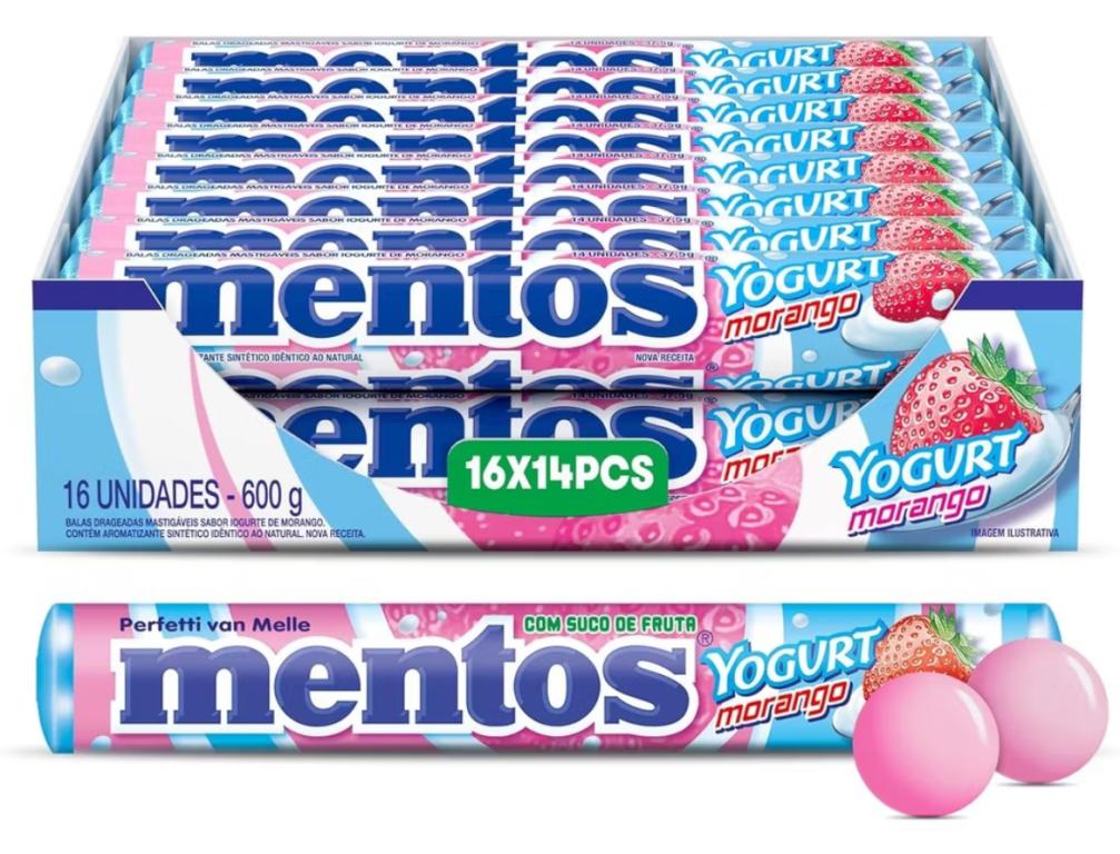 DROPS MENTOS YOGURTE MORANGO DP/16X37,5G