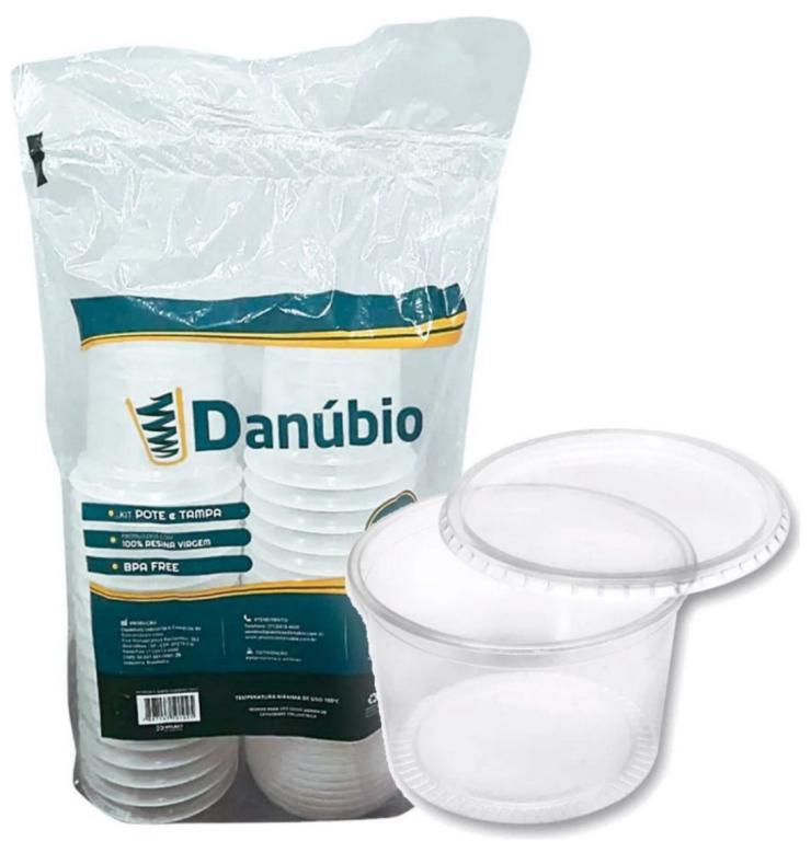 KIT POTE C/ TAMPA DANUBIO REDONDO 500ML C/24UN