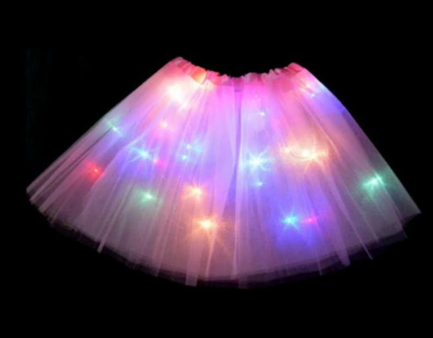 SAIA DE TULE ROSA 40CM C/ LED