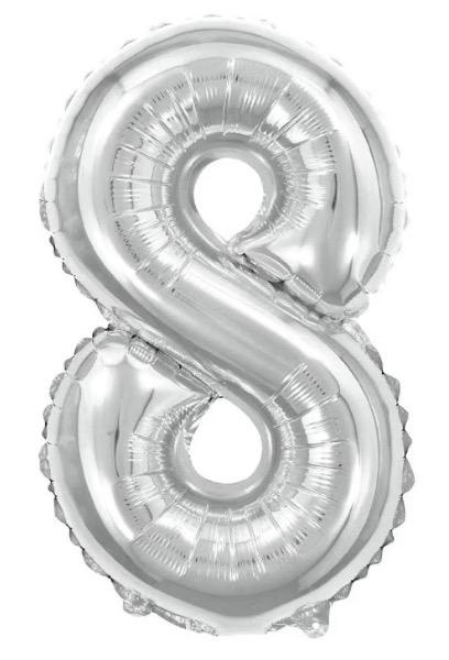 BALAO METALIZADO NUMERO PRATA 75CM N°8 BR
