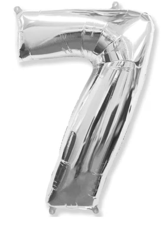 BALAO METALIZADO NUMERO PRATA 75CM N° 7 BR