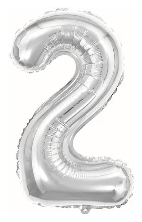 BALAO METALIZADO NUMERO PRATA 75CM N° 2 BR