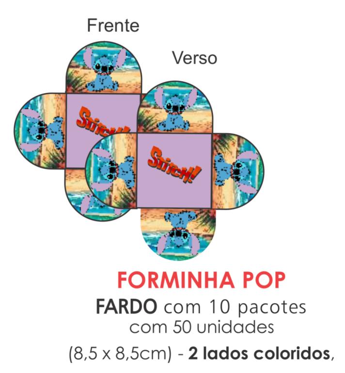 PORTA BOMBOM TEMA STITCH 8,5X8,5CM C/50UN