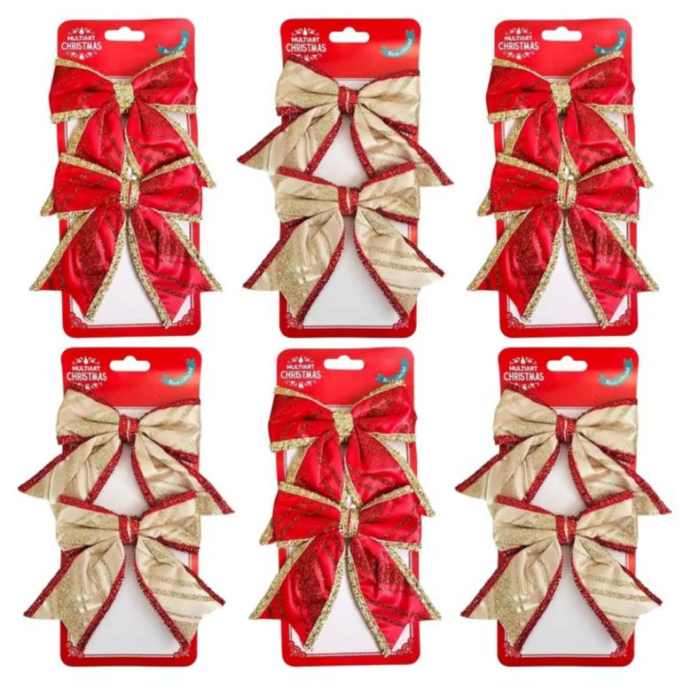 LACO NATALINO LISO VERMELHO/DOURADO C/03UN