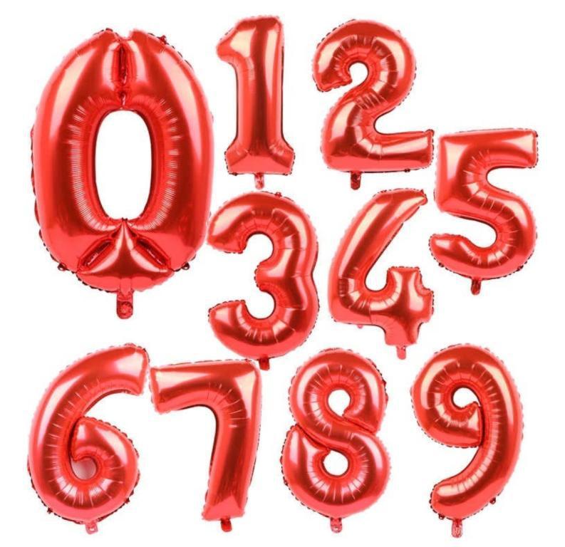BALAO METALIZADO NUMERO VERMELHO 40CM N°4 Q FESTA