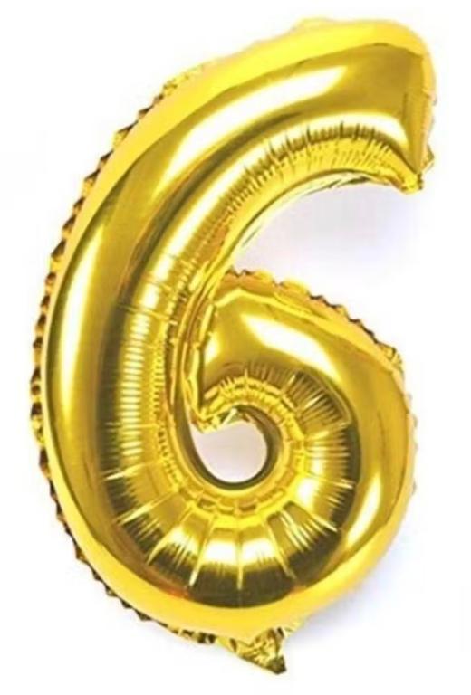 BALAO METALIZADO NUMERO DOURADO 70CM N°6 Q FESTA