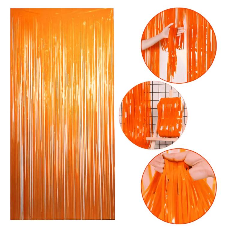 CORTINA PLAST. LARANJA NEON 1X2MT
