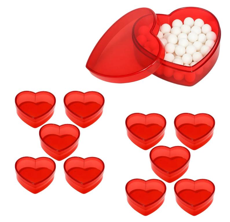 CAIXINHA ACRILICA CORACAO VERMELHA 6,5CM C/10UN