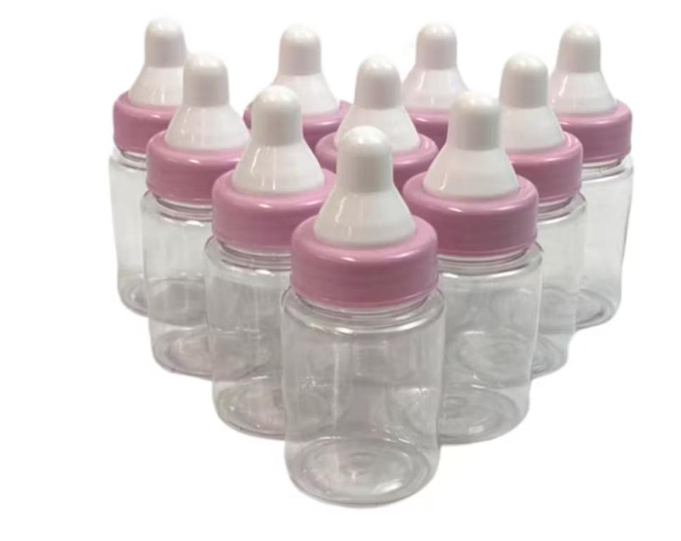 MINI MAMADEIRA PLAST. CRISTAL TAMPA ROSA BEBE C/10UN