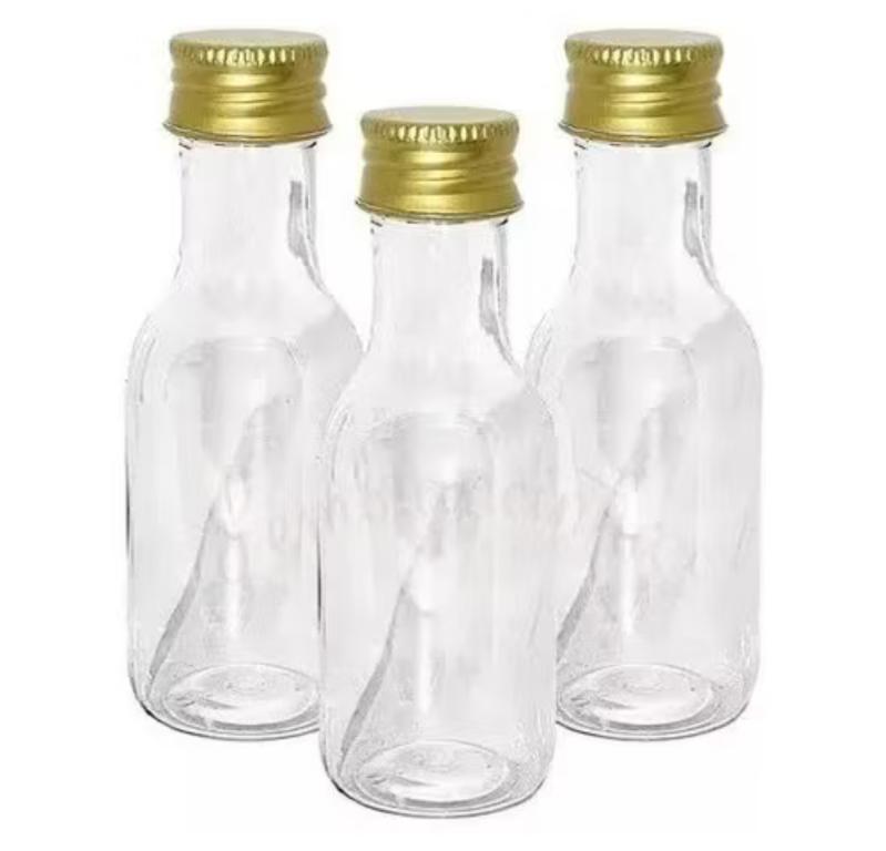 GARRAFINHA 50ML TAMPA ALUMINIO DOURADA C/10UN