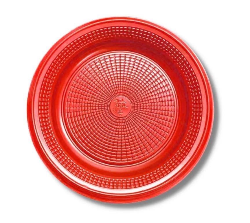 PRATO PLAST. COPAZA 15CM RASO VERMELHO C/10UN