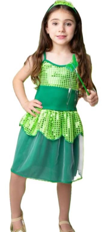 FANTASIA FADA VERDE VESTIDO + ASA + VARINHA + TIARA TAM. G
