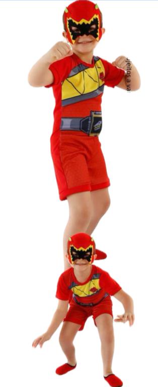 FANTASIA POWER RANGER VERMELHO MACACAO + MASCARA TAM. G