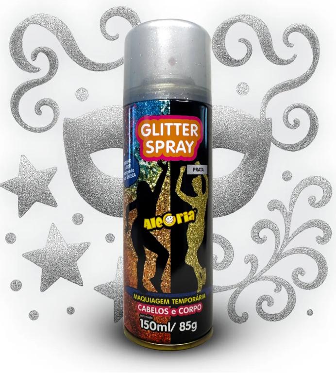 GLITTER SPRAY CABELO E CORPO PRATA 150ML