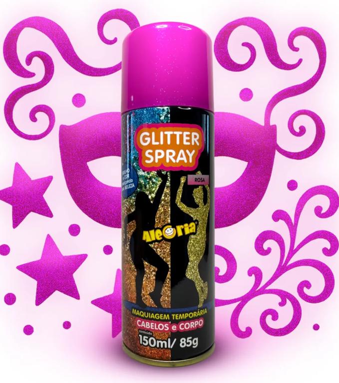 GLITTER SPRAY CABELO E CORPO ROSA 150ML