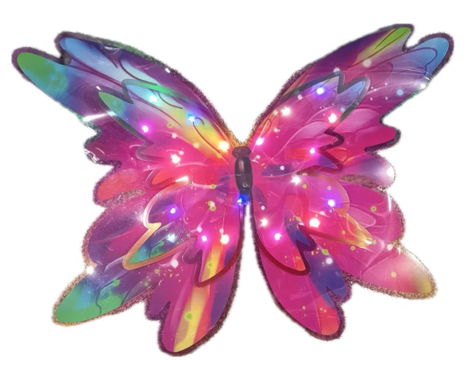 ASA DE BORBOLETA COLORIDA COM LED 51X34CM