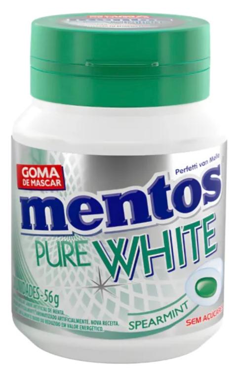 CHICLE MENTOS GARRAFA PURE WHITE SPEARMINT 56G