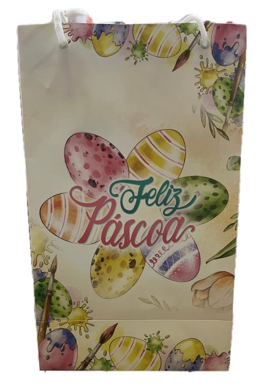 SACOLA PAPEL FELIZ PASCOA 18X30X10CM UN