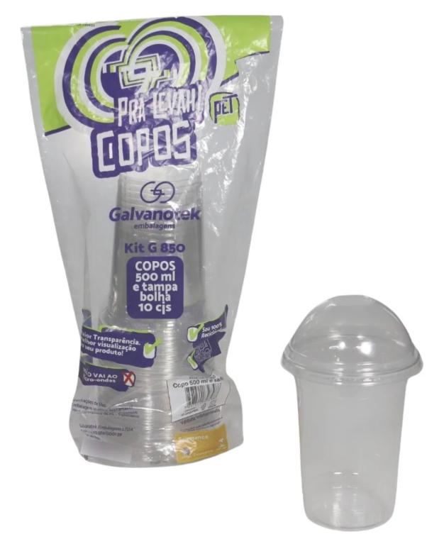 COPO C/ TAMPA BOLHA GALVANOTEK G850 500ML C/10UN