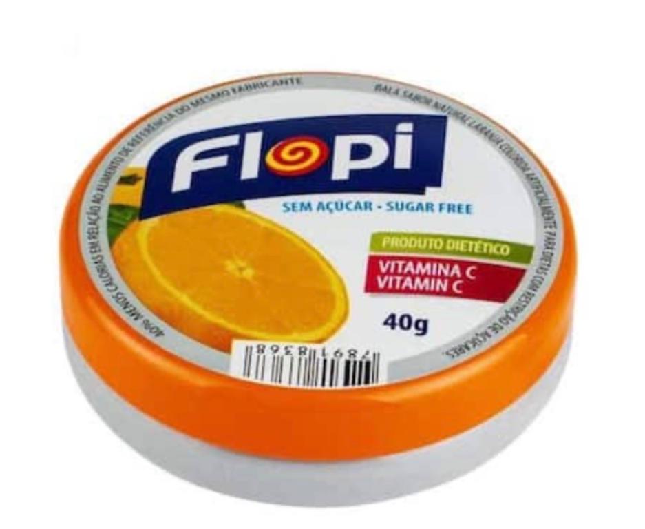 BALA FLOPI SEM ACUCAR LARANJA 40G