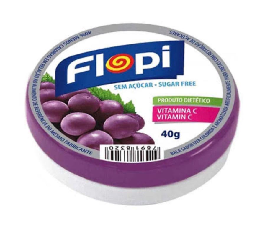 BALA FLOPI SEM ACUCAR UVA 40G