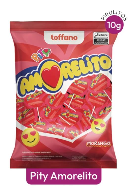 PIRULITO TOFFANO PITY AMORELITO CORACAO VERMELHO 500G