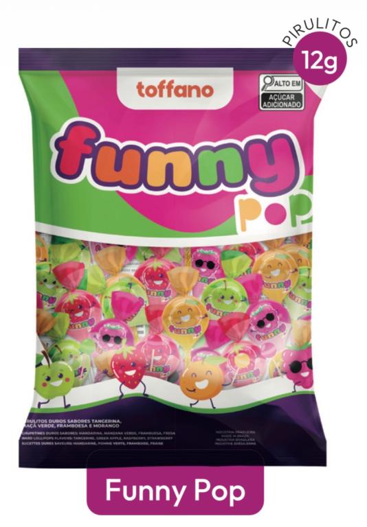 PIRULITO TOFFANO FUNNY POP SORTIDO 600G