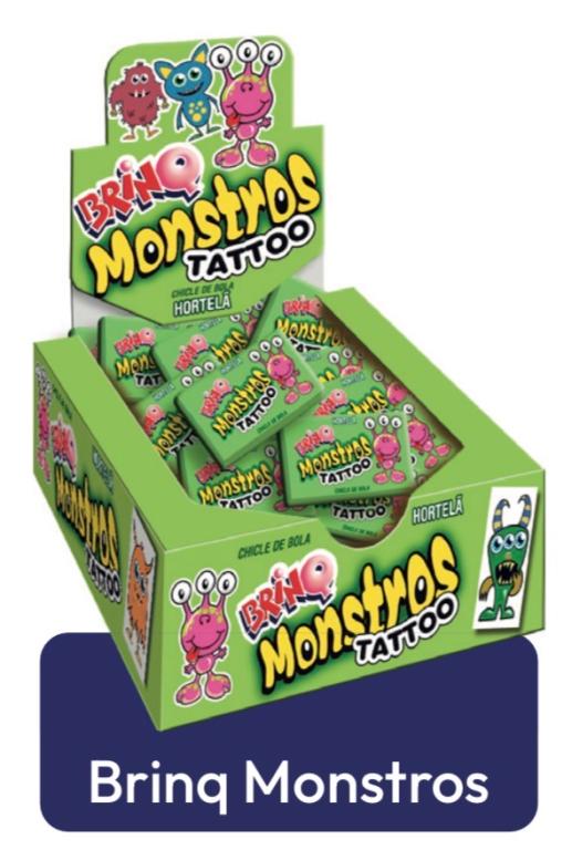 CHICLE TOFFANO BRINQ TATTOO MONSTROS HORTELA 350G