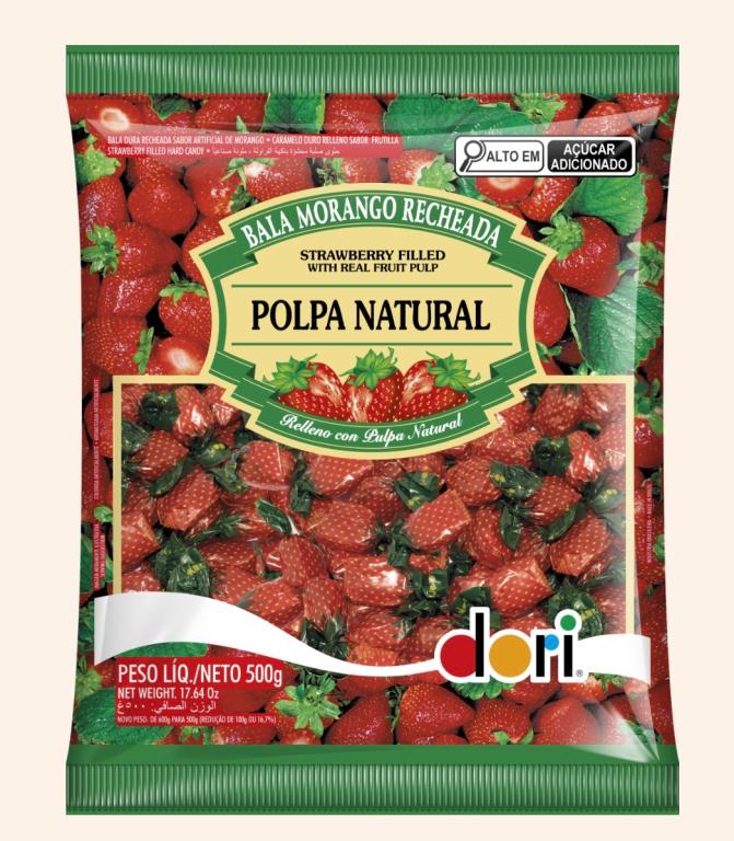 BALA DORI MORANGO RECHEADA 500G