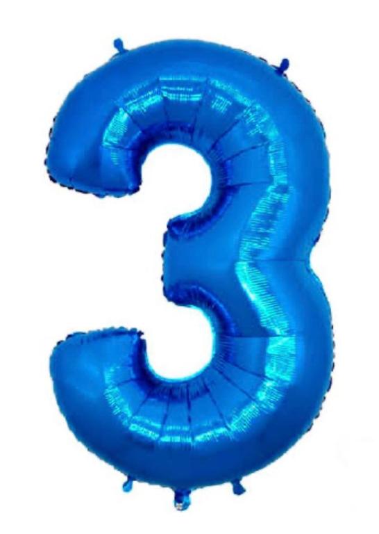 BALAO METALIZADO NUMERO AZUL 40CM N°3 XIANG
