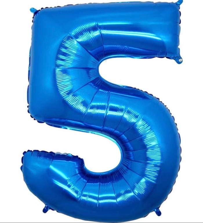 BALAO METALIZADO NUMERO AZUL 40CM N°5 XIANG