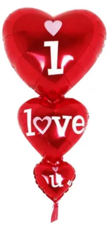 BALAO METALIZADO AMOR TRES CORDAS CORACAO VERMELHO