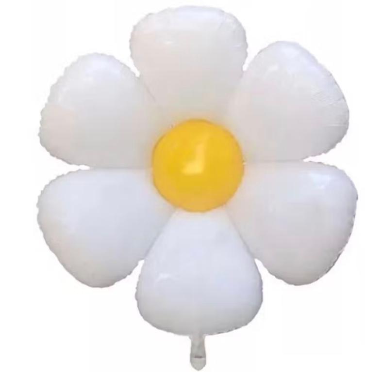 BALAO METALIZADO FLOR MARGARIDA BRANCA 59X68CM