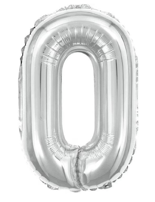 BALAO METALIZADO NUMERO PRATA 75CM N°0 PONTO