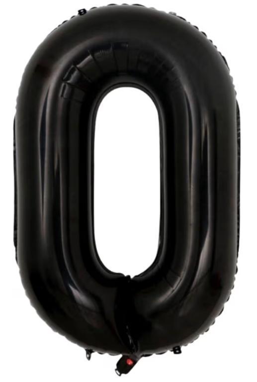 BALAO METALIZADO NUMERO PRETO 40CM N°0 PONTO