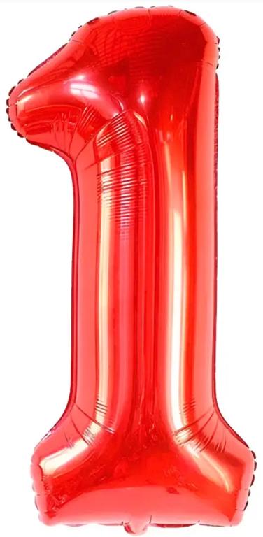 BALAO METALIZADO NUMERO VERMELHO 40CM N°1 PONTO