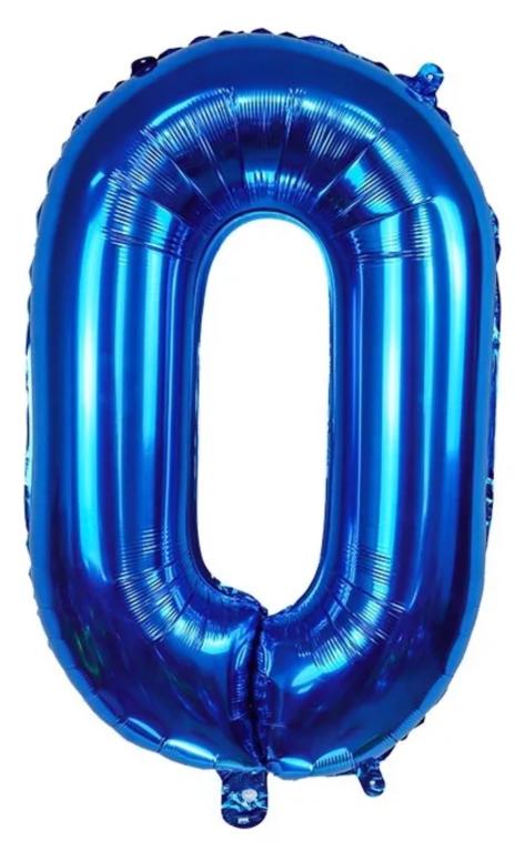 BALAO METALIZADO NUMERO AZUL 75CM N°0 PONTO
