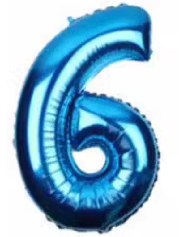BALAO METALIZADO NUMERO AZUL 40CM N°6 PONTO
