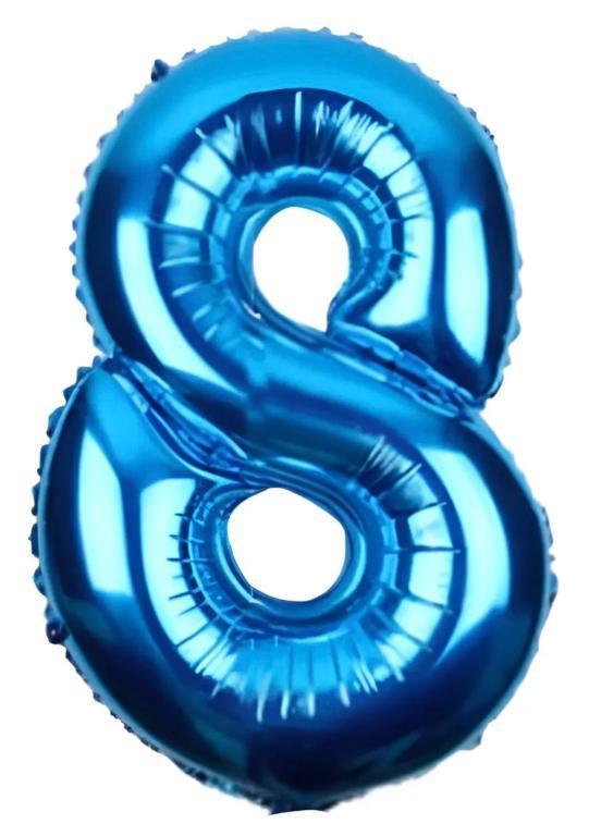 BALAO METALIZADO NUMERO AZUL 75CM N°8 PONTO
