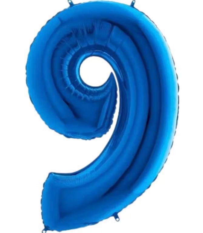 BALAO METALIZADO NUMERO AZUL 40CM N°9 PONTO