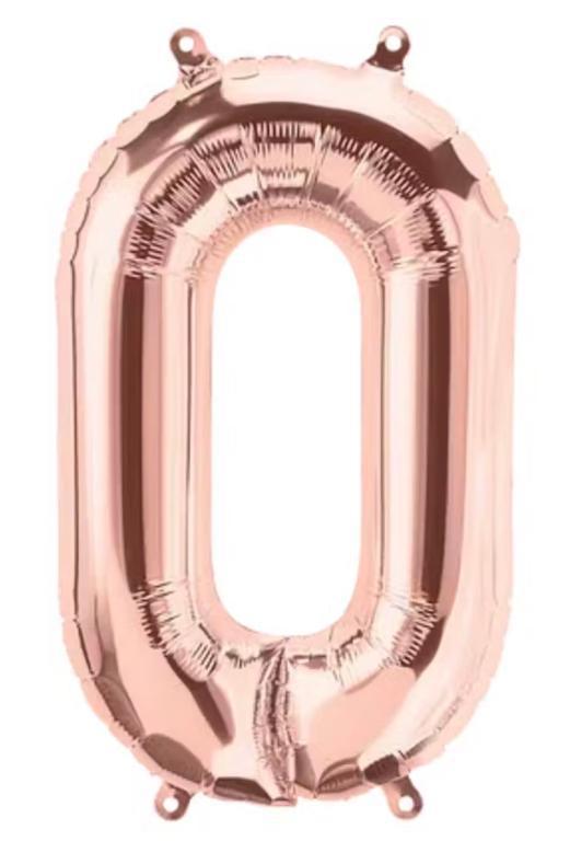 BALAO METALIZADO NUMERO ROSE GOLD 40CM N°0 PONTO