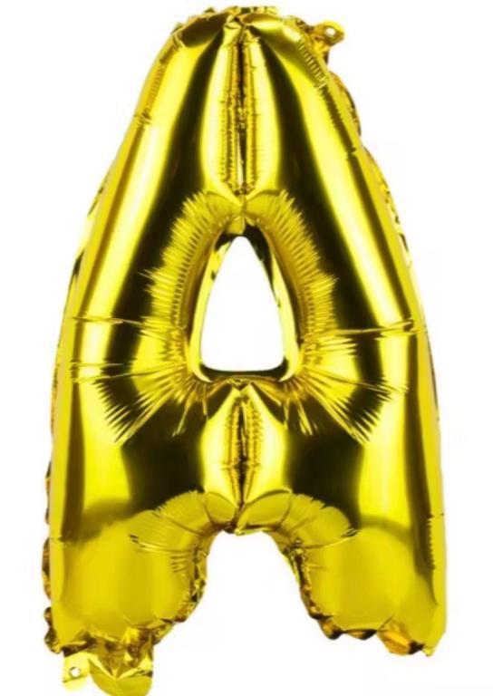 BALAO LETRA (A) DOURADO 40CM PONTO
