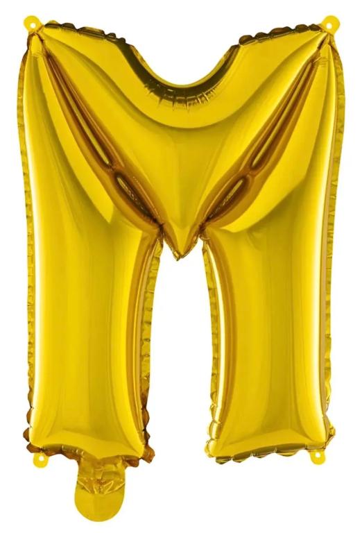 BALAO LETRA (M) DOURADO 40CM PONTO